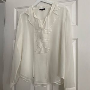 Womens white ruffled blouse